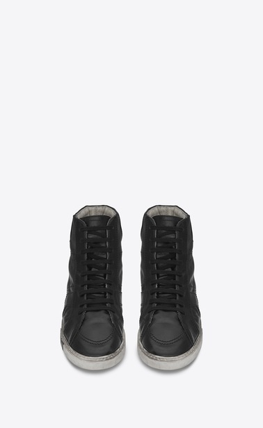 SAINT LAURENT High top sneakers Herren joe halbhoher Sneaker aus schwarzem, abgenutztem Moroder-Leder b_V4
